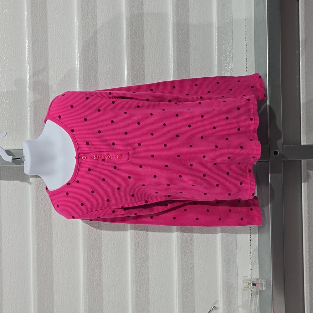 There Abouts Pink Polka Dot Long Sleeve Top‎ Size Medium 10/12